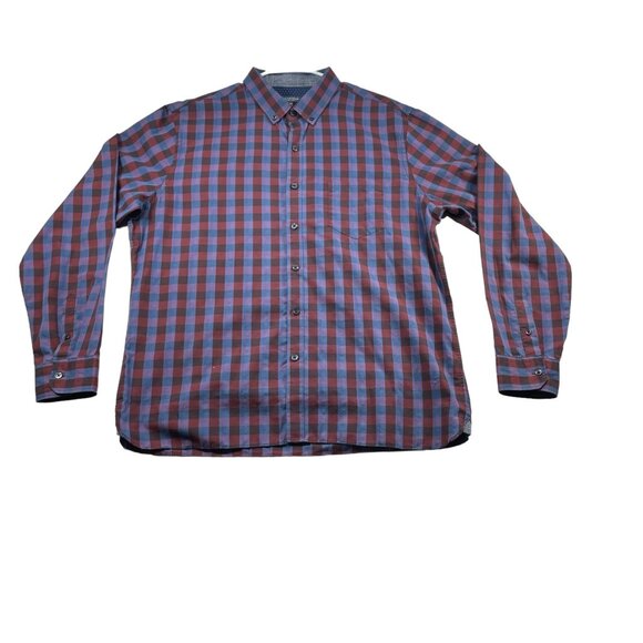 Van Heusen Other - Van Heusen Button Down Shirt Mens size XL Blue Red Checks Long Sleeve Casual